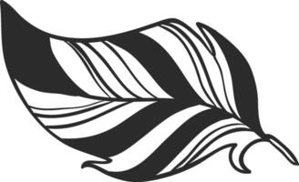 Hand drawn feather featuring black and white stripes forming an elegant, artistic pattern, ideal for nature inspired designs and creative projects vector