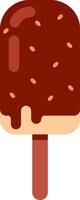 Melting chocolate ice cream on a stick, topped with crunchy nuts, creates a delightful treat against a clean white background, ideal for summer themed projects and sweet indulgences vector