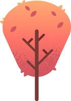 Minimalist illustration of an autumn tree losing its leaves, featuring a gradient of warm colors and a textured foliage, isolated on a white background vector