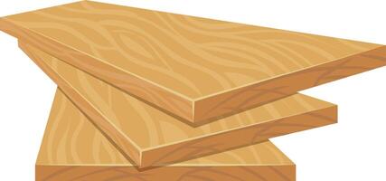 Three light brown wooden planks are stacked on top of each other, showcasing the natural beauty and texture of the wood grain, creating a warm and inviting atmosphere vector