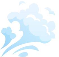 Cartoon wave splashing and creating foam with a light blue gradient against a white background, representing water, sea, nature, and freshness concepts vector