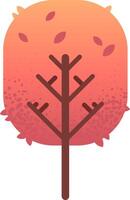 Minimalist illustration representing autumn, featuring a stylized tree with falling leaves on a warm gradient background, ideal for nature and seasonal projects vector