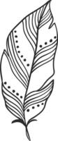 Single feather decorated with flowing lines and dots creating an elegant and artistic pattern, ideal for bohemian, nature inspired, or vintage designs vector