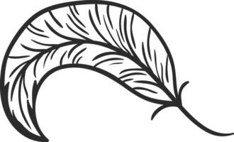 Light and elegant feather floating gently in the wind, hand drawn illustration capturing the essence of nature, perfect for enhancing various design projects with a touch of delicacy vector