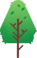 Simple and vibrant illustration of a stylized green tree with falling leaves, conveying concepts of nature, growth, environment, and ecology, suitable for educational or children's projects vector