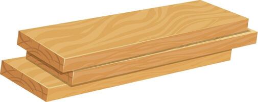 Three light brown wooden planks stacked neatly on top of each other, forming a rectangular prism. The visible wood grain and rough edges highlight the natural texture and quality of the material vector