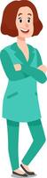 Confident doctor smiling with crossed arms, showcasing professionalism and expertise in healthcare, creating a positive and trustworthy image vector