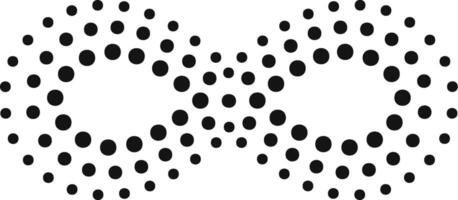 Artistic representation of an infinity symbol formed by a series of black dots arranged in a symmetrical pattern, conveying a sense of endlessness and continuity vector