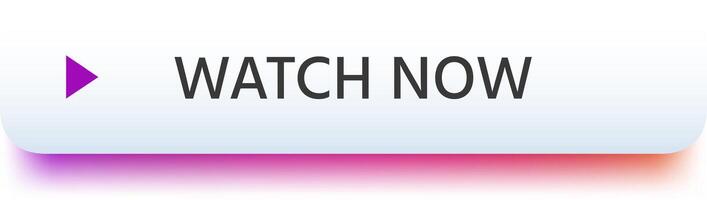Play button featuring a vibrant purple triangle, encouraging viewers to watch videos now, set on a white rounded button enhanced by purple and orange light effects vector