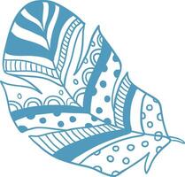 Light blue feather featuring intricate decorative patterns of stripes, circles, and dots, isolated against a clean white background, exuding elegance and delicate beauty vector