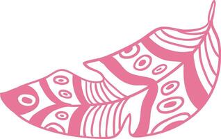 Delicately crafted pink feather adorned with circles and stripes, creating a soft, elegant design that embodies nature, lightness, and a sense of freedom vector