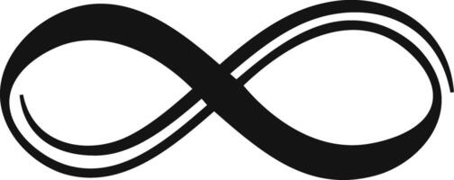Bold black infinity symbol on a white background, elegantly illustrating the concept of eternity, continuity, and limitless potential. Perfect for themes of mathematics, philosophy, and design vector