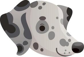 Cartoon illustration of a dalmatian dog head with black spots smiling and looking on white background, perfect for children book illustrations or any other project vector