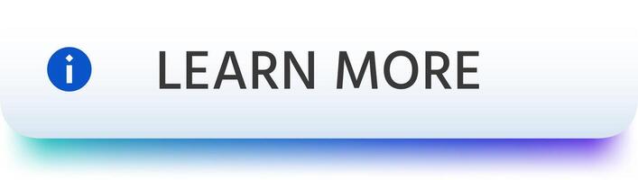 Sleek learn more button with a blue information icon invites users to explore further details, enhancing user experience and providing access to additional content vector