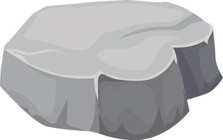 Cartoon illustration of a gray rock floating in the empty space, isolated on a white background, with smooth flat top surface and irregular bottom vector