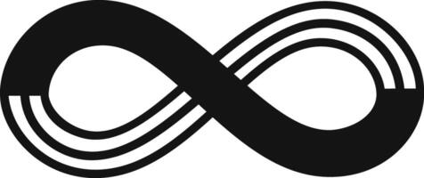 Infinity symbol with stripes forming a continuous loop, representing limitless potential, eternity, and endless possibilities in a simple yet powerful graphic vector