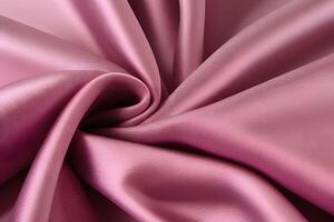 The texture of elegant dusty rose satin fabric exudes a serene charm, blending a soft color palette with a luxurious feel. Its gentle sheen and smooth surface create a sophisticated aesthetic, pe photo