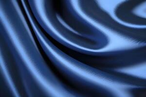 Elegant Draped Blue Satin Fabric Texture exudes a sense of sophistication and luxury. The soft, flowing material creates a stunning visual appeal, with its rich blue hue and graceful draping. photo