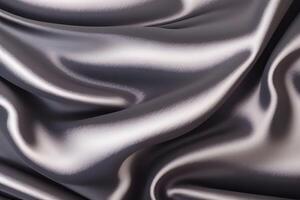 The luxurious texture of elegantly draped silver satin fabric brings a touch of sophistication and refinement. photo