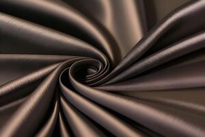 Luxurious brown satin fabric features an elegant swirl texture, making it an ideal choice for backgrounds. Its smooth drape adds to its sophistication, creating a striking visual appeal. photo
