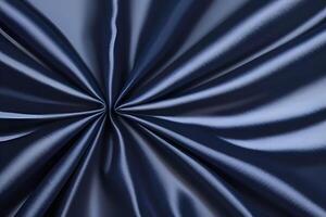The texture of elegant draped blue satin fabric exudes sophistication and grace. photo