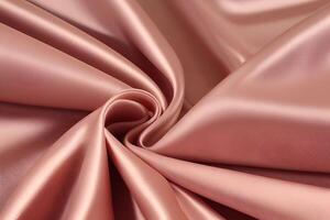 Elegant rose gold satin fabric showcases a luxurious texture that exudes sophistication and charm. Its refined sheen and soft drape make it a perfect choice for various elegant applications. photo