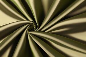 Olive Green Satin Fabric features a luxurious swirl texture, making it an ideal choice for creating elegant backgrounds and drapes. photo