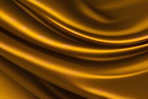 Golden silk drapery offers a luxurious texture that serves as an exquisite background, featuring smooth curves that enhance its elegance. photo