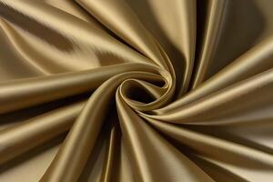 Golden satin fabric features swirling patterns that create a luxurious texture, making it an ideal backdrop and an elegant drape. photo