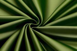 Olive green satin fabric boasts a luxurious swirl texture, perfect for creating a stunning background. Its smooth drape adds an elegant touch to any design. photo