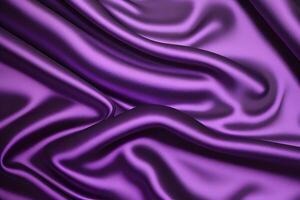 Purple silk fabric creates a stunning background, exuding luxury and elegance with its rich texture and graceful drape. photo