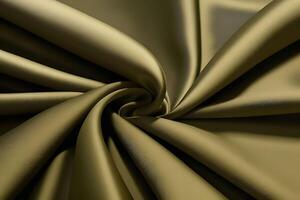 Olive green satin fabric features luxurious swirls that create a stunning texture, perfect for enhancing backgrounds and adding an air of elegance to any drapery. photo