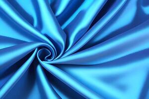 Abstract Texture of Swirling Blue Satin Fabric photo