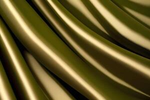 Elegant Olive Green Satin Fabric with a Beautiful Draped Texture photo