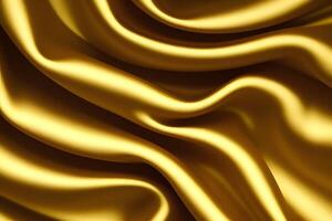Golden silk drapery offers a luxurious texture and opulent hues, perfect for creating an elegant background. photo