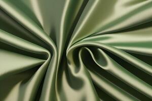 Elegant Draped Olive Green Satin Fabric showcases a beautiful texture that effortlessly combines sophistication and charm. photo