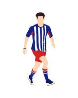 Flat art people and illustration, soccer player running in uniform vector
