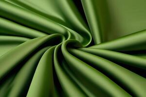 Luxurious Green Silk Fabric A Captivatingly Draped Elegance Experience the enchanting allure of our luxurious green silk fabric, beautifully draped to create a mesmerizing texture. photo