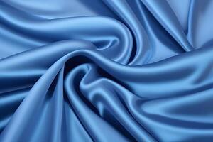 Elegant Draped Blue Silk Fabric Texture background. . photo