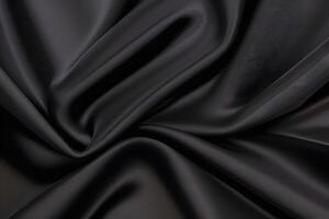 Elegant Black Silk Drapery A Study in Texture for backgroundfor backgroundand Shadow Background.. photo