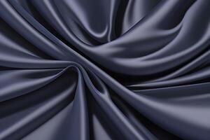 Elegant Draped Dark Gray Satin Fabric Texture Background.. . photo