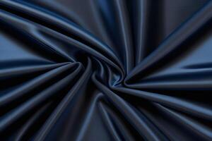 Midnight Blue Satin Drape Luxurious Texture for Background with Elegant Swirls. photo