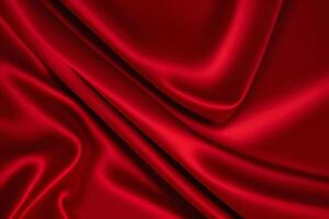 Crimson Silk Drapery A Luxurious Red Fabric Texture Background. photo