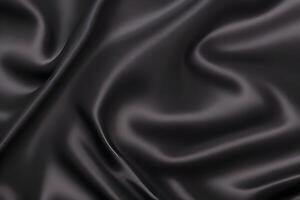Elegant Draped Texture of Black Silk Fabric in the Background photo
