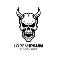 Diabolic Skull Emblem A Monochromatic Depiction of Infernal Power vector