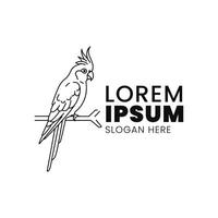 Elegant Cockatiel Emblem Design Displaying Minimalism on Branch Silhouette vector