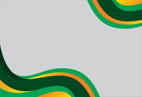 green wave abstract background with gold line vector