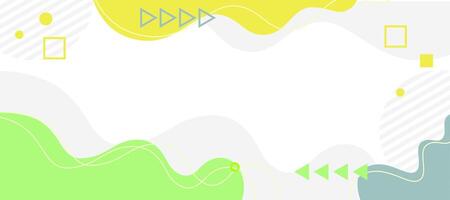 Trendy Fluid Shape Banner Green and yellow flowing elements with abstract details. vector
