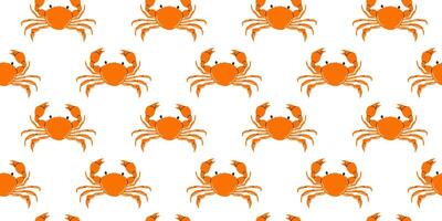 Pattern of orange crabs on a white background shows whimsical marine life design vector