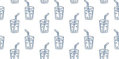 Creative pattern design featuring glassware with straws and water in simple line art vector